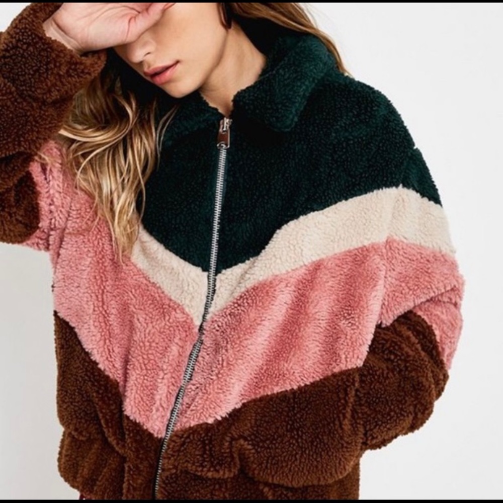 BDG Urban Outfitters Chevron Teddy Coat